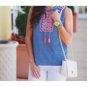 J. Crew Factory Embroidered Sleeveless Tassel Top Size 0 (extra-Small) Women’s